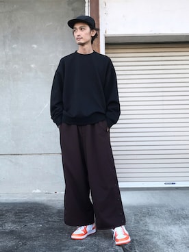 「Jordan」｜「アイテム（スウェット）」を使った、君嶋麻耶さん（メンズ・176cm）の秋コーディネート