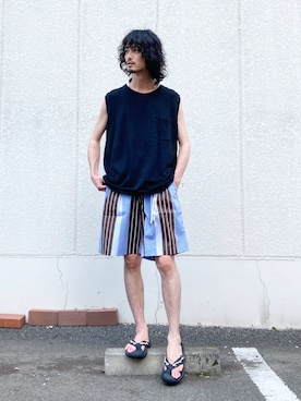 「LIBERE（リベーレ）のアイテム」を使った、君嶋麻耶さん（メンズ・176cm）の夏コーディネート