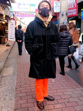 「ストリートファッション」｜「アイテム（ステンカラーコート）」を使った、神田潔さん（メンズ・175cm）の冬コーディネート