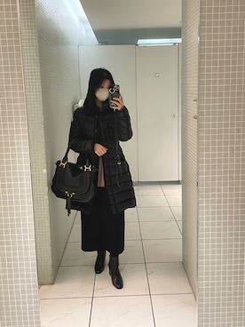 「MONCLER（モンクレール）のMONCLER / "HERMINE" フード付きロングダウンコート（ダウンジャケット/コート）」を使った、co_baby5さん（レディース・153cm）の冬コーディネート