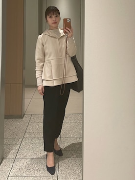 「ぺプラムトップス」｜「アイテム（スラックス）」を使った、co_baby5さん（レディース・153cm）の春コーディネート