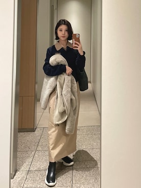 「アイテム（ポロシャツ）」を使った、co_baby5さん（レディース・153cm）の冬コーディネート