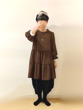 「AS KNOW AS PINKY（アズノゥアズピンキー）のアイテム（チュニック）」を使った、ratoさん（レディース・154cm）の冬コーディネート