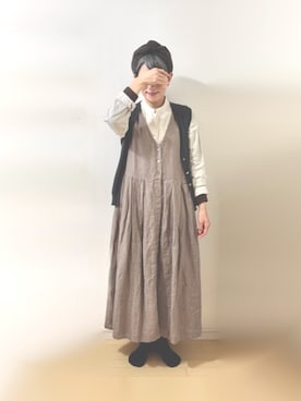 「MARGARET HOWELL（マーガレットハウエル）のウールベスト（ベスト、グレー系）」を使った、ratoさん（レディース・154cm）の秋コーディネート