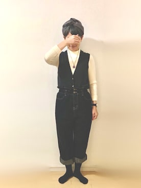 ratoさんの「スタイルアップ魅せ。ハイウエストギャザーテーパードパンツ」を使ったコーディネート