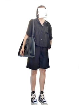 「H&M（エイチ・アンド・エム）のアイテム（シャツ/ブラウス）」を使った、つくね さん（レディース・157cm）の夏コーディネート