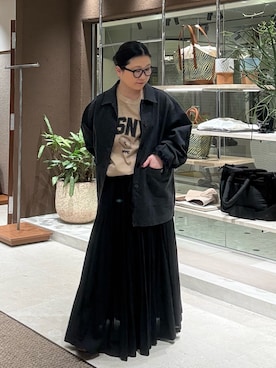 「GALLARDAGALANTE（ガリャルダガランテ）の【2026SS Debut】【Dhritië】【手洗い可】ギャザースカート（スカート、ブラック系）」を使った、ggみきさん（レディース・153cm）の春コーディネート