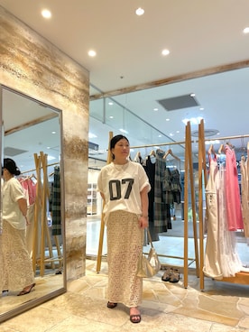 「ナンバーTシャツ」｜ggみきさん（レディース・153cm）の夏コーディネート