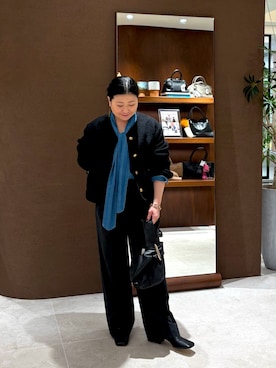 「GALLARDAGALANTE（ガリャルダガランテ）のデニムボウタイブラウス（シャツ/ブラウス）」を使った、ggみきさん（レディース・153cm）の秋コーディネート