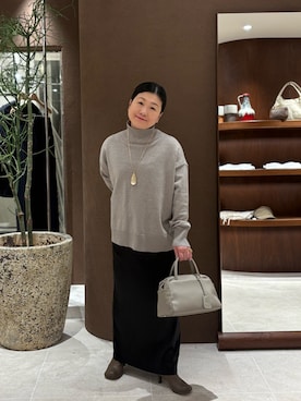 「アイテム（ボストンバッグ）」を使った、ggみきさん（レディース・153cm）の冬コーディネート