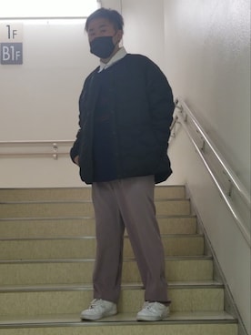 「UNIQLO JW ANDERSON」｜「アイテム（ダウンジャケット/コート）」を使った、たこさん（メンズ・173cm）の冬コーディネート