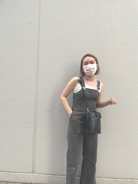 「MOUSSY（マウジー）のアイテム（サロペット/オーバーオール）」を使った、Moさん（レディース・160cm）の夏コーディネート