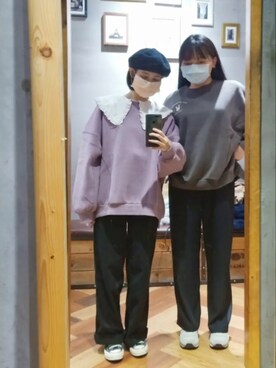 「QUEEN SHOP（クイーンショップ）のアイテム（帽子）」を使った、Lilyさん（レディース・158cm）の冬コーディネート