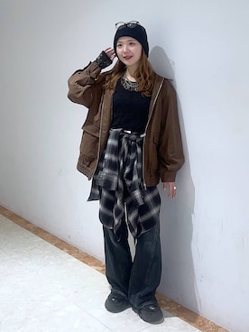 「アイテム（キャミソール、ブラック系）」を使った、kotokoさん（レディース・160cm）の冬コーディネート