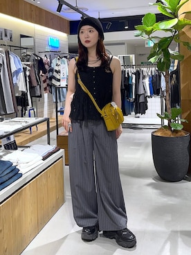 「PAGEBOY（ページボーイ）のレースアップソックスブーツ（ブーツ、ブラック系）」を使った、kotokoさん（レディース・160cm）の夏コーディネート