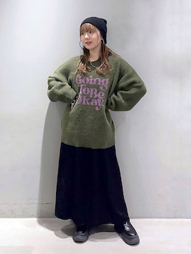 「PAGEBOY（ページボーイ）のニットビーニー（ニットキャップ/ビーニー）」を使った、kotokoさん（レディース・160cm）の秋コーディネート