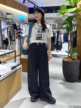「PAGEBOY（ページボーイ）のコラージュT/半袖Tシャツ（Tシャツ/カットソー、ホワイト系）」を使った、kotokoさん（レディース・160cm）の夏コーディネート