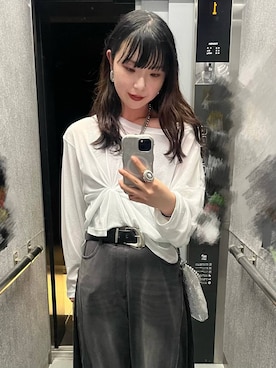 「PAGEBOY（ページボーイ）のヴィンテージバックルベルト（ベルト、ブラック系）」を使った、kotokoさん（レディース・160cm）の春コーディネート