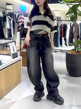 「PAGEBOY（ページボーイ）の<高畠百加着用アイテム>プラットチャンキースニーカー（スニーカー、ブラック系）」を使った、kotokoさん（レディース・160cm）の夏コーディネート