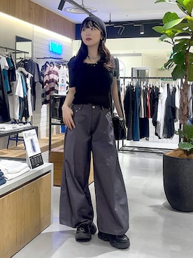 「PAGEBOY（ページボーイ）の<高畠百加着用アイテム>プラットチャンキースニーカー（スニーカー、ブラック系）」を使った、kotokoさん（レディース・160cm）の夏コーディネート