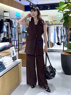「PAGEBOY（ページボーイ）のカップツキFITキャミ（キャミソール、ブラック系）」を使った、kotokoさん（レディース・160cm）の夏コーディネート
