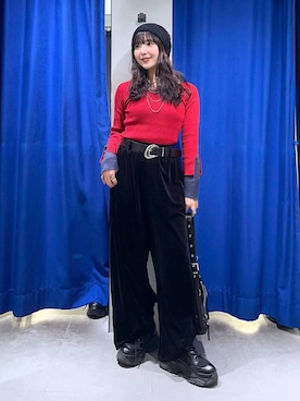 「ウエストゴム」｜「アイテム（ニットキャップ/ビーニー）」を使った、kotokoさん（レディース・160cm）の冬コーディネート