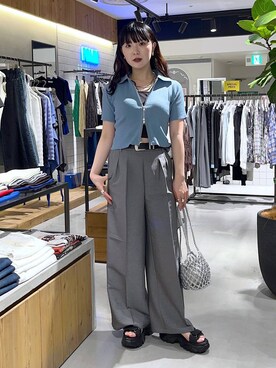 「PAGEBOY（ページボーイ）のモードバックルベルト3（ベルト、ブラック系）」を使った、kotokoさん（レディース・160cm）の春コーディネート