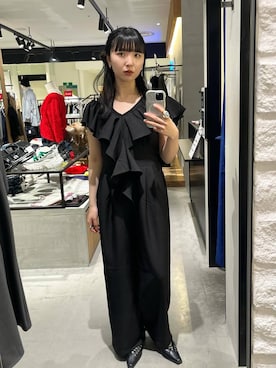 「PAGEBOY（ページボーイ）のカップツキFITキャミ（キャミソール、ブラック系）」を使った、kotokoさん（レディース・160cm）の春コーディネート