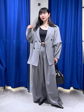 「PAGEBOY（ページボーイ）のカップツキFITキャミ（キャミソール、ブラック系）」を使った、kotokoさん（レディース・160cm）の春コーディネート