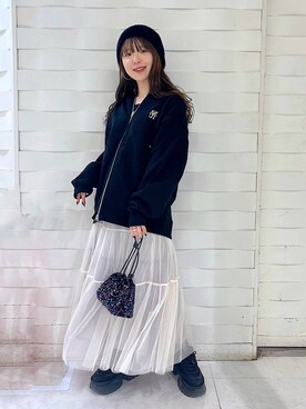 「JEANASIS（ジーナシス）のランダムアウトソールスニーカー/968688（スニーカー）」を使った、kotokoさん（レディース・160cm）の冬コーディネート