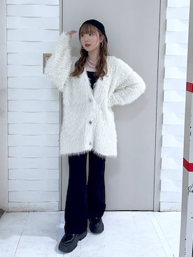 「PAGEBOY（ページボーイ）のモンスターフェザーカーディガン（カーディガン/ボレロ）」を使った、kotokoさん（レディース・160cm）の秋コーディネート