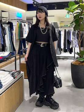 「PAGEBOY（ページボーイ）のレースアップソックスブーツ（ブーツ、ブラック系）」を使った、kotokoさん（レディース・160cm）の春コーディネート