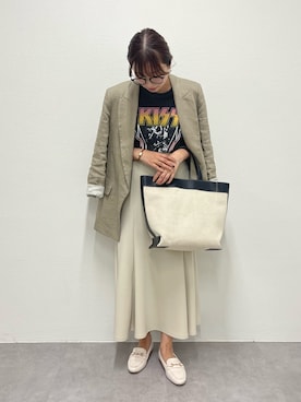 「ビッグトート」｜「アイテム（ローファー）」を使った、ma_suzu_さん（レディース・162cm）の春コーディネート