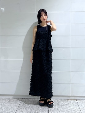 「アイテム（ネックレス）」を使った、kannaさん（レディース・163cm）の夏コーディネート