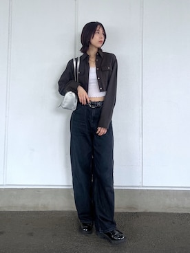 「WHO'S WHO gallery（フーズフーギャラリー）のスタッズベルト（ベルト）」を使った、kannaさん（レディース・163cm）の秋コーディネート