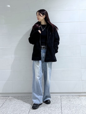 「アイテム（デニムパンツ）」を使った、kannaさん（レディース・163cm）の秋コーディネート