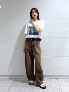 「アイテム（デニムパンツ）」を使った、kannaさん（レディース・163cm）の夏コーディネート
