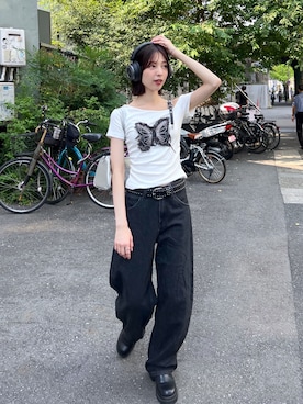 「WHO'S WHO gallery（フーズフーギャラリー）のスタッズベルト（ベルト）」を使った、kannaさん（レディース・163cm）の秋コーディネート