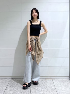 「アイテム（タンクトップ）」を使った、kannaさん（レディース・163cm）の夏コーディネート