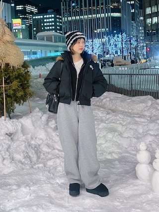 「EMU Australia(エミューオーストラリア)の【EMU(エミュ)】ムートンブーツ ショート丈 ミニ丈 ショートブーツ 厚底(ブーツ)」を使った、kannaさん(レディース・163cm)の冬コーディネート