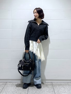 「mysty woman（ミスティウーマン）のイレヘムランジェリーキャミ　659805（キャミソール、ホワイト系）」を使った、kannaさん（レディース・163cm）の春コーディネート