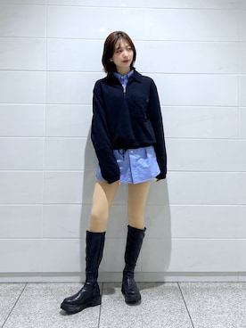 「UNIQLO（ユニクロ）のアイテム（スウェット、ブラック系）」を使った、kannaさん（レディース・163cm）の春コーディネート