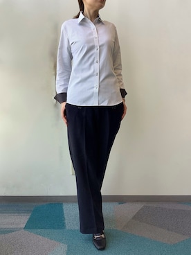 「アイテム（ビジネスシャツ）」を使った、SHIRTS PLAZA 長崎みらいココウォーク店さん（レディース・160cm）の秋コーディネート