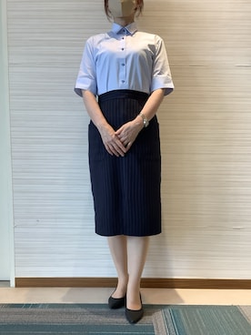 「アイテム（ビジネスシャツ）」を使った、SHIRTS PLAZA 長崎みらいココウォーク店さん（レディース・164cm）の夏コーディネート