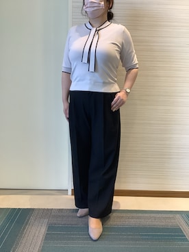 「ベージュ×ブラック」｜SHIRTS PLAZA 長崎みらいココウォーク店さん（レディース・161cm）の夏コーディネート