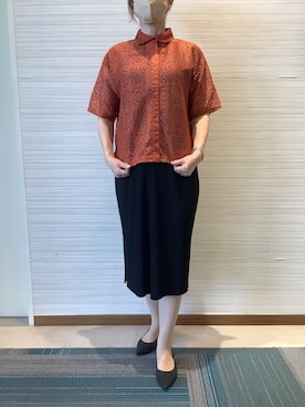 「レースブラウス」｜SHIRTS PLAZA 長崎みらいココウォーク店さん（レディース・164cm）の夏コーディネート