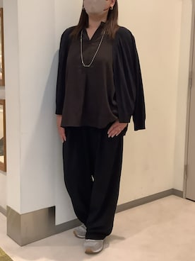 「TOKYO SHIRTS（トウキョウシャツ）のバックプリーツブラウス セットアップ可能（シャツ/ブラウス、ブラウン系）」を使った、SHIRTS PLAZA 長崎みらいココウォーク店さん（レディース・148cm）の夏コーディネート