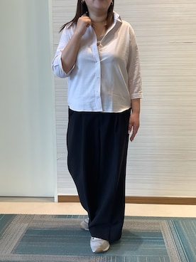 「TOKYO SHIRTS（トウキョウシャツ）の【Pitta Re:)】ふわっとガーゼシャツ レギュラーシルエット 七分袖 綿100% レディース カジュアルシャツ（シャツ/ブラウス、ピンク系）」を使った、SHIRTS PLAZA 長崎みらいココウォーク店さん（レディース・148cm）の夏コーディネート