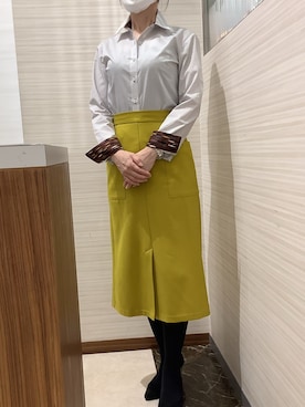 「ブラウンシャツ」｜SHIRTS PLAZA 長崎みらいココウォーク店さん（レディース・162cm）の冬コーディネート