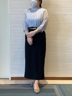 「TOKYO SHIRTS（トウキョウシャツ）のアイテム（シャツ/ブラウス）」を使った、SHIRTS PLAZA 長崎みらいココウォーク店さん（レディース・161cm）の春コーディネート